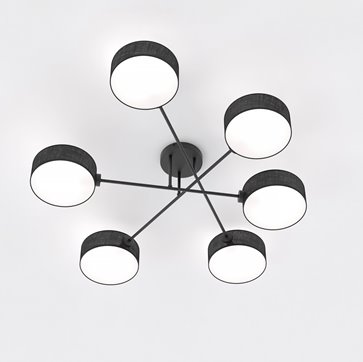 Lampa sufitowa MAGA 6 BLACK plafon, czarna, abażur