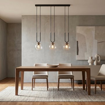 Lampa wisząca GLAM 3 BL/TRANSPARENT czarna/transparent/złota