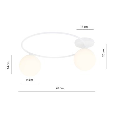 Lampa sufitowa SOPRA 2 WH OPAL plafon klosze kule, biała