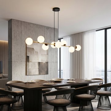 Lampa wisząca GRAVITY 8 BL OPAL czarna/złota/biała