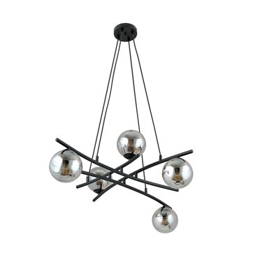 Lampa wisząca ESSA 5 GRAFIT klosze kule DESIGN czarna/grafit