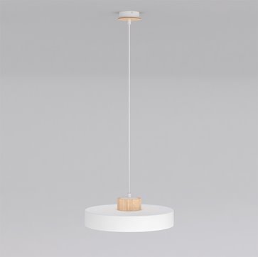 Lampa wisząca KIVI 1L WHITE nowoczesna, biała, metal, drewno