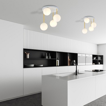 Lampa sufitowa DOLCE 4 WH OPAL plafon klosze złoty/biały