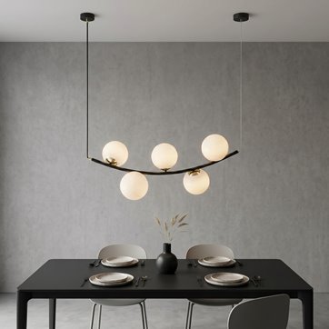 Lampa wisząca RITZ 5 BL OPAL  nowoczesna, regulowana, klosze