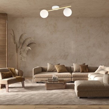 Lampa sufitowa SPLENDI 2 WH OPAL plafon klosze biała/złota