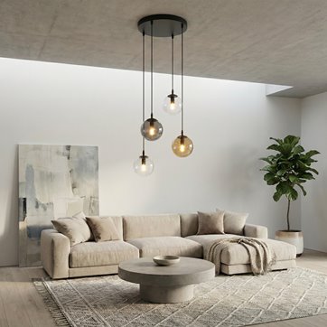 Lampa wisząca COSMO 4 BL PREMIUM MIX loft, klosze kolor mix