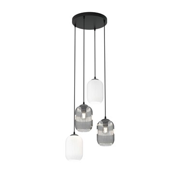 Lampa wisząca VERDI 4 PREM BL MIX klosz, grafit biały czarna