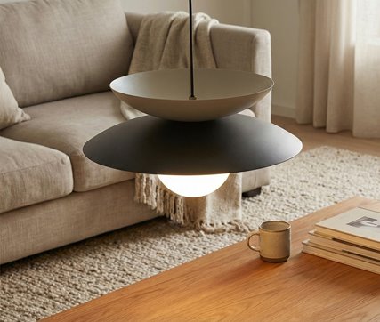 Lampa wisząca NAGOYA 1 BL MOKKA loft, japandi, czarna, metal