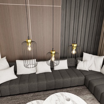 Lampa wisząca VANDER 3 BL GOLD loft nowoczesna czarno/złota