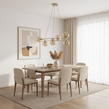 Lampa wisząca AZURA 6 MOKKA AMBER nowoczesna, klosze, beżowa