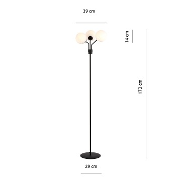 Lampa podłogowa NOVA LP3 BL/OPAL klosze kule czarna/biała