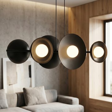 Lampa wisząca VOLUM 6 BLACK loft, czarna, metal