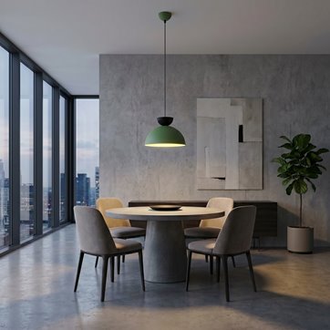 Lampa wisząca LUNARO 1S BL GREEN loft, zielona, metal