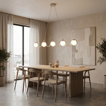 Lampa wisząca SINUS 5 MOKKA OPAL nowoczesna, beżowa, metal