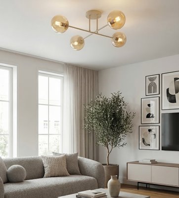 Lampa sufitowa ROMA 4 MOKKA AMBER nowoczesna, klosz, beżowa