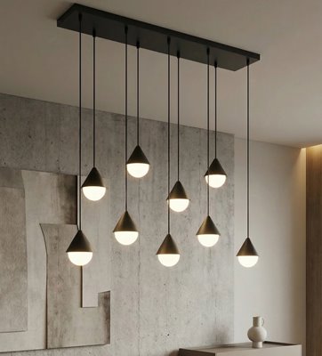 Lampa wisząca GIRO 9 BLACK nowoczesna, czarna, metal