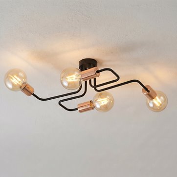 Lampa sufitowa VEKEN 4 BLACK plafon loft czarny/miedziany