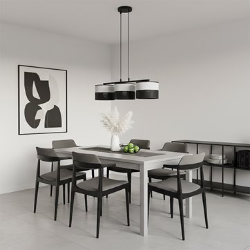 Lampa wisząca KARBON 3 BL GRAY klasyczna, abażur, szara