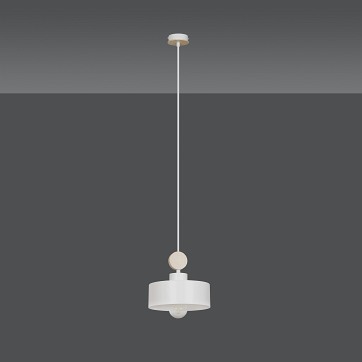 Lampa wisząca TUNISO 1 WHITE skandynawska, drewno, biała