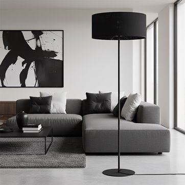 Lampa podłogowa ECO LP1 BLACK klasyczna, czarna, abażur