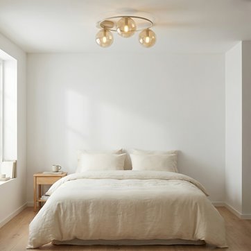 Lampa sufitowa SOPRA 3 MOKKA AMBER plafon klosze beżowa