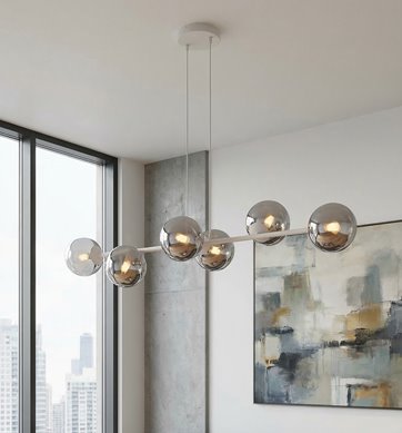 Lampa wisząca MAGNUS 6 GRAY GRAFIT nowoczesna, klosz, szara