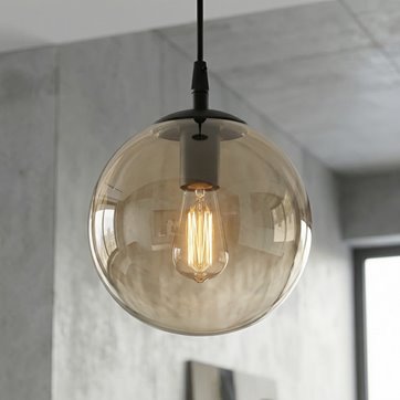 Lampa wisząca COSMO 1 BL MIODOWY loft klosz bursztyn czarna