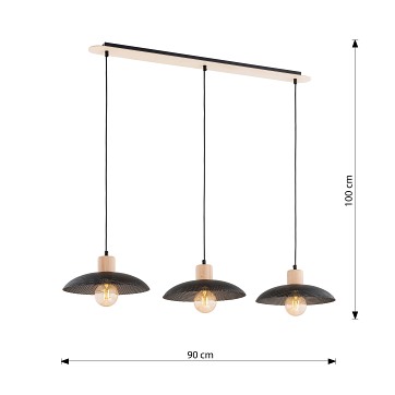 Lampa wisząca KOBE 3 BLACK unikatowy, japandi, skandynawski