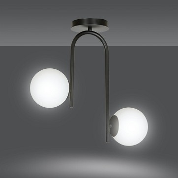 Lampa sufitowa KALF 2 BLACK klasyczna, klosz, czarno/biała