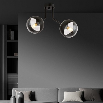 Lampa sufitowa NOVA 2 BL/STRIPE klosze czarna/transparent