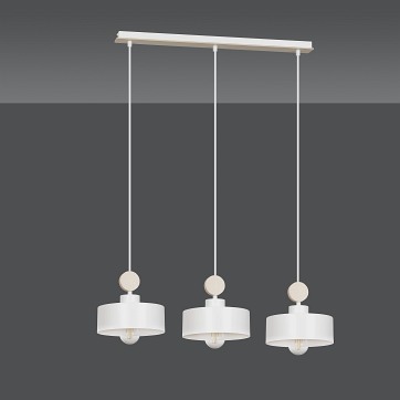 Lampa wisząca TUNISO 3 WHITE skandynawska, drewno, biała
