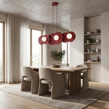 Lampa wisząca UMBRA 6 BURGUNDY OPAL loft, metal, fala