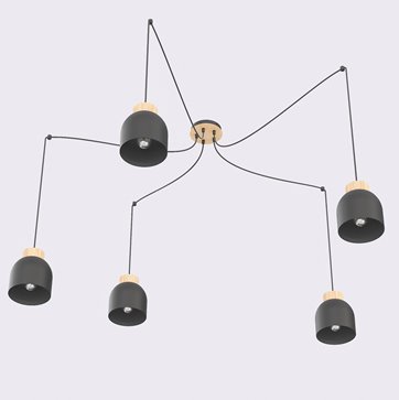 Lampa wisząca KRU 5 BLACK nowoczesna, czarna, metal, pająk