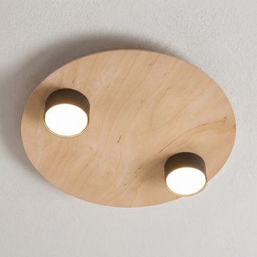 Lampa sufitowa PIXO 2 BL WOOD plafon, czarna, drewno, loft