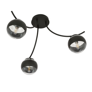 Lampa sufitowa BOSTON 3 BLACK/STRIPE czarna/transparent