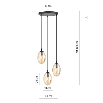 Lampa wisząca ASTRAL 3 BL PREMIUM MIODOWY klosze DESIGN