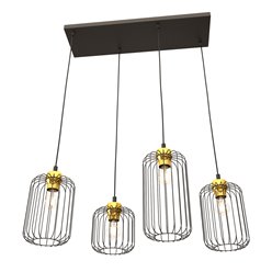 Lampa wisząca VANDER 4 BL GOLD loft nowoczesna czarno/złota