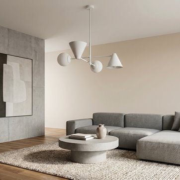 Żyrandol HERMES 4 WHITE nowoczesny, biały, klosz, salon