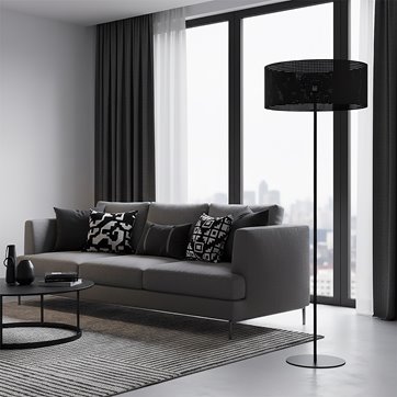 Lampa podłogowa LUX LP1 BLACK klasyczna, czarna, abażur