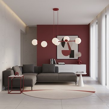 Lampa wisząca MAGNUS 6 BURGUNDY OPAL nowoczesna, klosz