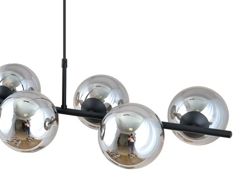 Lampa wisząca RORY 6 BLACK/GRAFIT loft, czarna, klosz