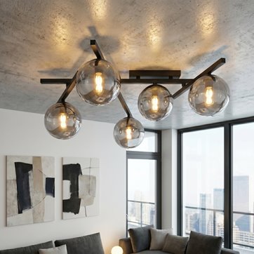 Lampa sufitowa SMART 5 BLACK/GRAFIT nowoczesna czarna/grafit