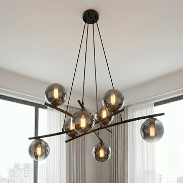 Lampa wisząca ESSA 8 GRAFIT klosze kule DESIGN czarna/grafit