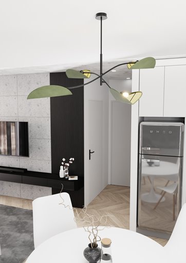 Lampa sufitowa LOTUS 4 BL GREEN abażury, czarna, zielona