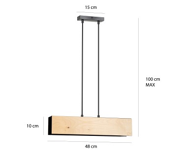 Lampa wisząca CARLO 2 BLACK skandynawska, drewno, czarna