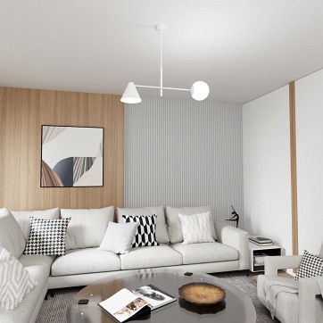Żyrandol HERMES 2 WHITE nowoczesny, biały, klosz, salon