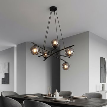 Lampa wisząca ESSA 5 GRAFIT klosze kule DESIGN czarna/grafit