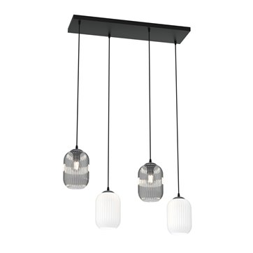 Lampa wisząca VERDI 4 BL MIX klosz, grafit, biały, czarna