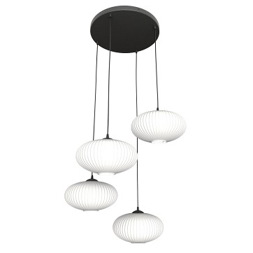 Lampa wisząca COCO 4 BL PREM OPAL, duży klosz, biała, czarna