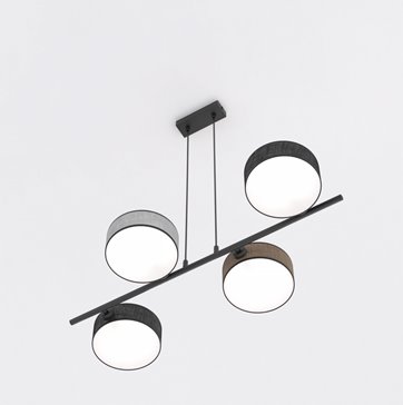 Lampa wisząca DRUMZ 4 MIX1 nowoczesna, czarna, abażury